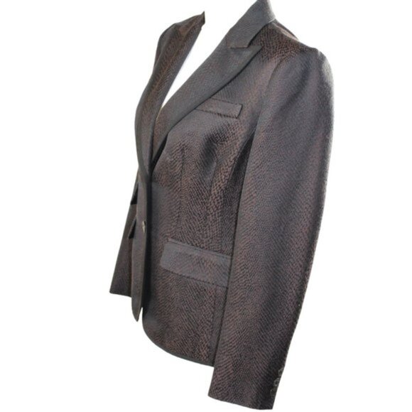Robert Graham Black Reptile Textured Single Breasted Blazer, Size 8 - Picture 7 of 13